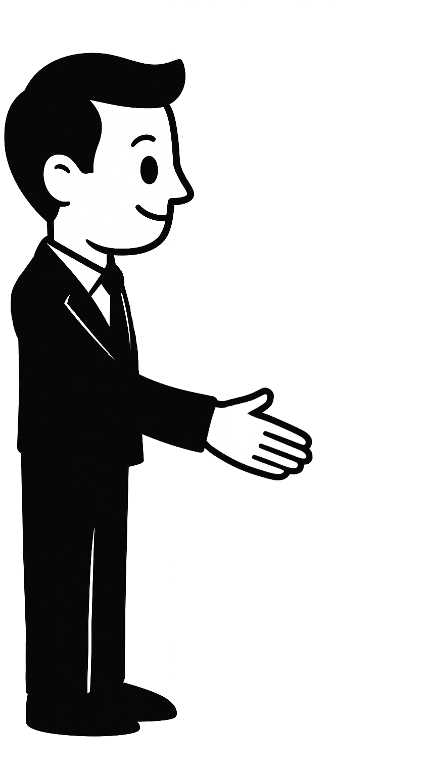 Persona del restaurante ofreciendo la mano